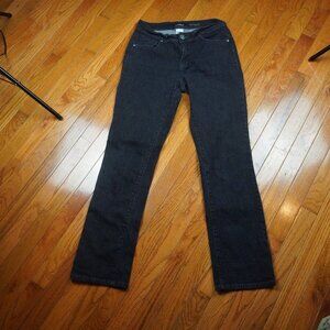 Jordache Jeans Womens 12 Black Straight Leg Mid Rise Embellished Pockets Stretch